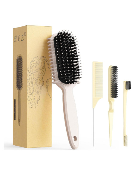 Cepillo Definidor de Rizos HEZ Beige - 4 Piezas Multifuncional
