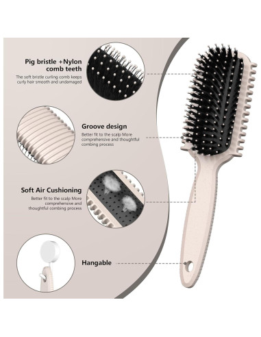 Cepillo Definidor de Rizos HEZ Beige - 4 Piezas Multifuncional