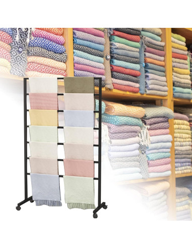 Soporte de exhibición de bufandas ZOUXIKOU con ruedas 7 varillas