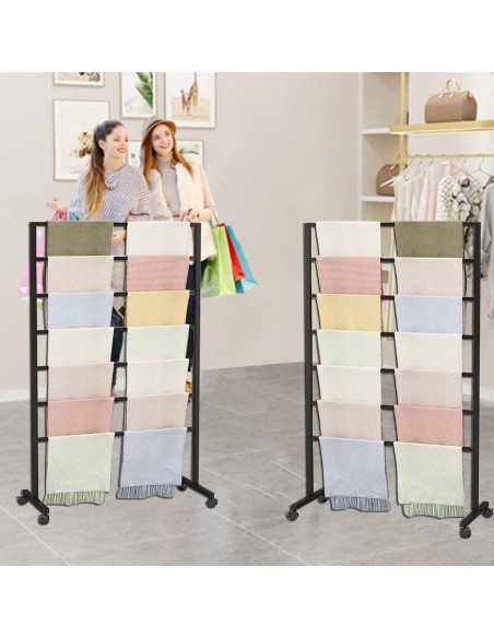 Soporte de exhibición de bufandas ZOUXIKOU con ruedas 7 varillas Soporte de exhibición de bufandas ZOUXIKOU con ruedas 7 varillas