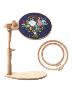 Soporte de Bordado ZOCONE de Madera Ajustable con 2 Aros 15.24 y 20.32 cm