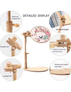 Soporte de Bordado ZOCONE de Madera Ajustable con 2 Aros 15.24 y 20.32 cm 2