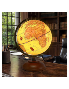 Globo Iluminado del Mundo JOWHOL 20.32 cm con Soporte de Madera