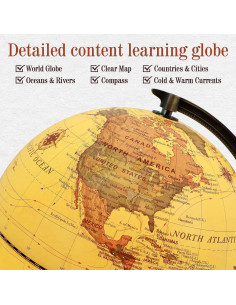 Globo Iluminado del Mundo JOWHOL 20.32 cm con Soporte de Madera 2