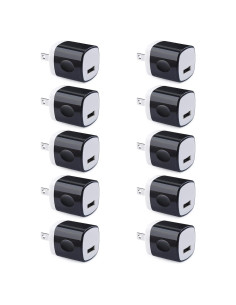 Cargador de Pared USB UorMe 10 Pack 1A 5V Negro