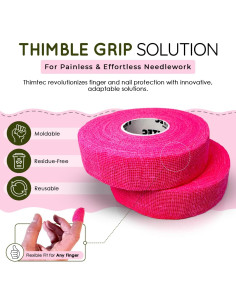 Cinta Dedal para Coser THIMTEC - Protector Ajustable Flamenco Neón - Paquete de 2 2