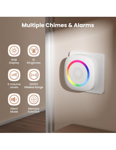 Timbre Inalámbrico TECKNET con Sensor de Movimiento y Luz RGB