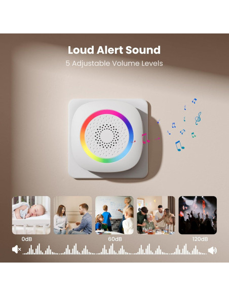 Timbre Inalámbrico TECKNET con Sensor de Movimiento y Luz RGB