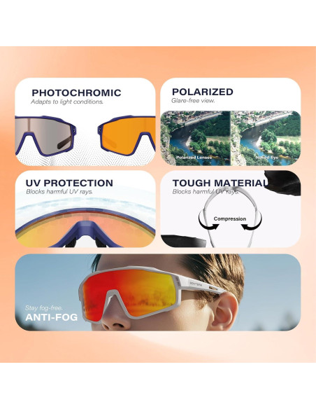 Gafas de Ciclismo GONTSAM 5051 Polarizadas UV400 Antivaho