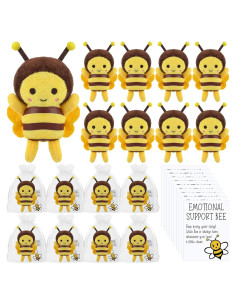 Pack de 6 Llaveros de Peluche Abeja RoundFunny con Tarjetas