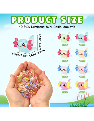 40 Figuras de Axolotls Luminosa de Resina para Decoración