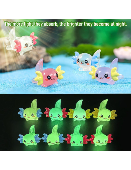40 Figuras de Axolotls Luminosa de Resina para Decoración