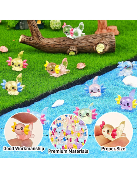 40 Figuras de Axolotls Luminosa de Resina para Decoración