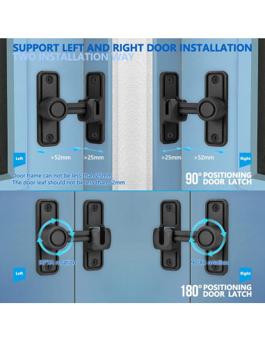 Cerradura de Puerta de Granero Deslizante Kitmose Negra 90/180