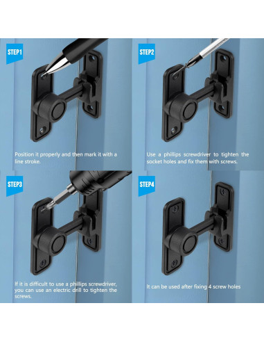 Cerradura de Puerta de Granero Deslizante Kitmose Negra 90/180