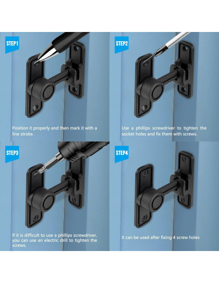 Cerradura de Puerta de Granero Deslizante Kitmose Negra 90/180
