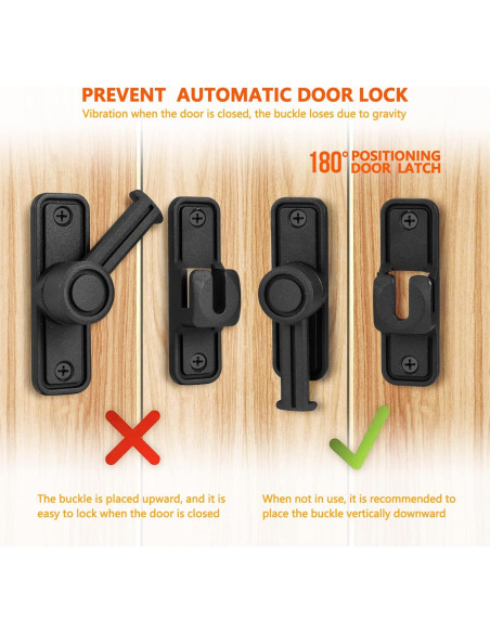 Cerradura de Puerta de Granero Deslizante Kitmose Negra 90/180