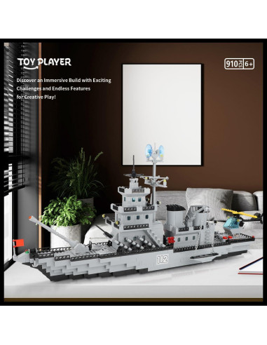 Juego de Bloques de Construcción Acorazado Militar 910 Piezas