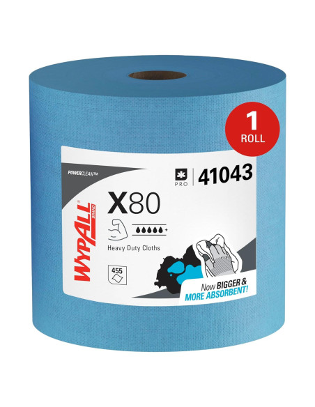 Paños WypAll PowerClean X80 Uso Pesado Azul 455 Hojas Jumbo