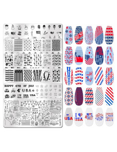 Kit de Estampado de Uñas JERCLITY 6 Placas Patrióticas