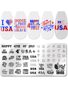 Kit de Estampado de Uñas JERCLITY 6 Placas Patrióticas 2