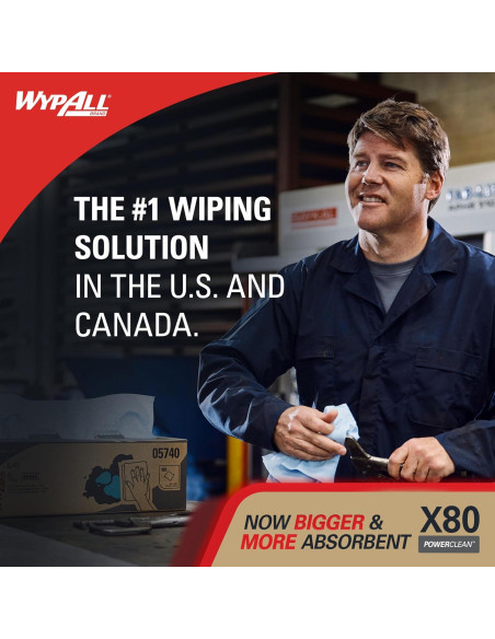 Paños WypAll PowerClean X80 Uso Pesado Azul 455 Hojas Jumbo