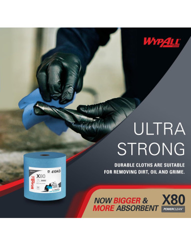 Paños WypAll PowerClean X80 Uso Pesado Azul 455 Hojas Jumbo