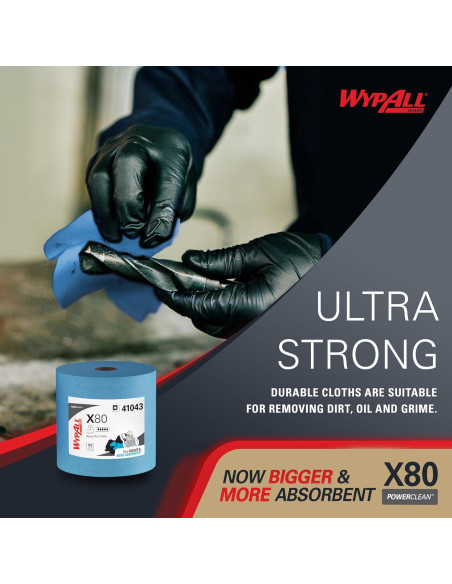 Paños WypAll PowerClean X80 Uso Pesado Azul 455 Hojas Jumbo
