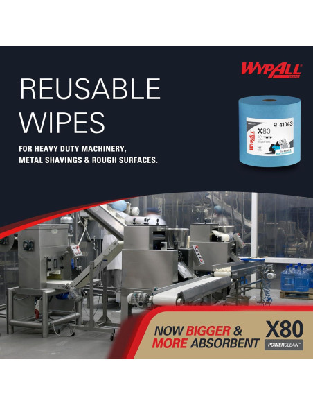 Paños WypAll PowerClean X80 Uso Pesado Azul 455 Hojas Jumbo
