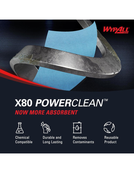 Paños WypAll PowerClean X80 Uso Pesado Azul 455 Hojas Jumbo