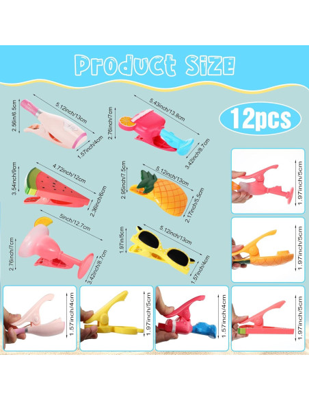 Clips para Toallas de Playa Honoson - 12 Pcs Divertidos