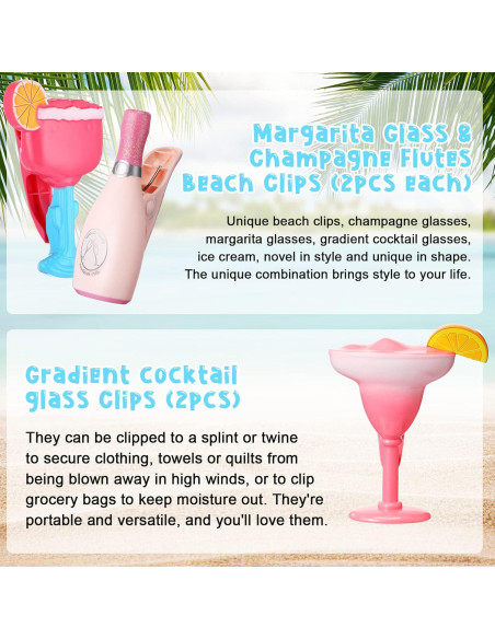 Clips para Toallas de Playa Honoson - 12 Pcs Divertidos