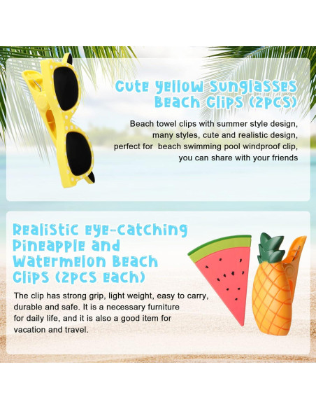 Clips para Toallas de Playa Honoson - 12 Pcs Divertidos