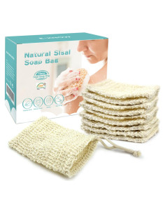 Bolsa de Jabón E-Know - 10 Bolsas de Sisal Natural 14x9cm