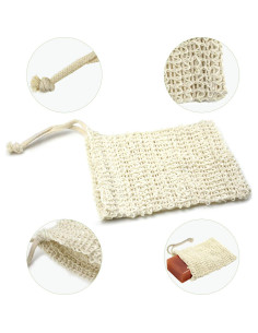 Bolsa de Jabón E-Know - 10 Bolsas de Sisal Natural 14x9cm 2