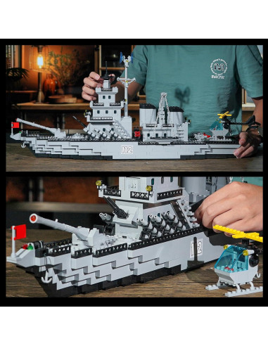 Juego de Bloques de Construcción Acorazado Militar 910 Piezas