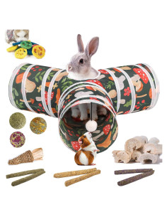 Túnel y Juguetes para Conejos Mechpia - Kit de Masticar 80 cm