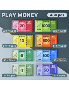 Dinero de Juego Queensell para Monopoly - 480 Billetes de Papel 2