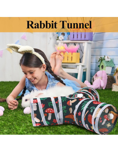 Túnel y Juguetes para Conejos Mechpia - Kit de Masticar 80 cm