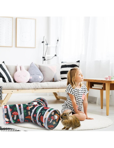 Túnel y Juguetes para Conejos Mechpia - Kit de Masticar 80 cm