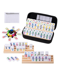 Juego de Dominó Mexicano Fowreny con 4 Soportes de Madera