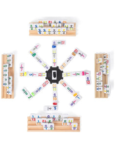 Juego de Dominó Mexicano Fowreny con 4 Soportes de Madera 2