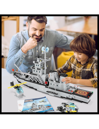 Juego de Bloques de Construcción Acorazado Militar 910 Piezas