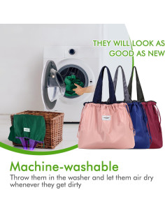 Bolsas de Compras Reutilizables MVSCOCEAN Set de 3 Coloridas 2