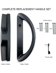 Juego de Manijas para Puerta Corrediza ALLYWASAI Negro 3.81-4.45 cm 2