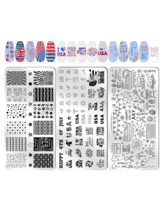 3 Placas de Estampado de Uñas Patrióticas XingRong 12x6cm