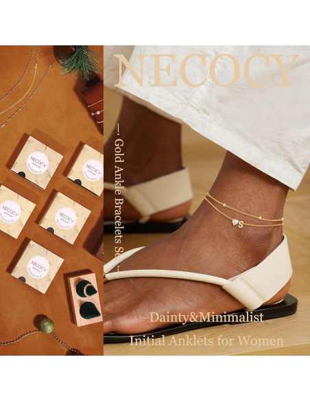 Tobilleras de Iniciales en Corazón Oro 14k para Mujeres Tobilleras de Iniciales en Corazón Oro 14k para Mujeres