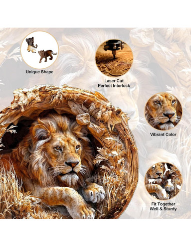 Rompecabezas de Madera KAAYEE 3D Rey León 100 Piezas 21.6 cm