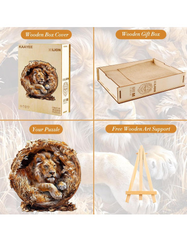 Rompecabezas de Madera KAAYEE 3D Rey León 100 Piezas 21.6 cm