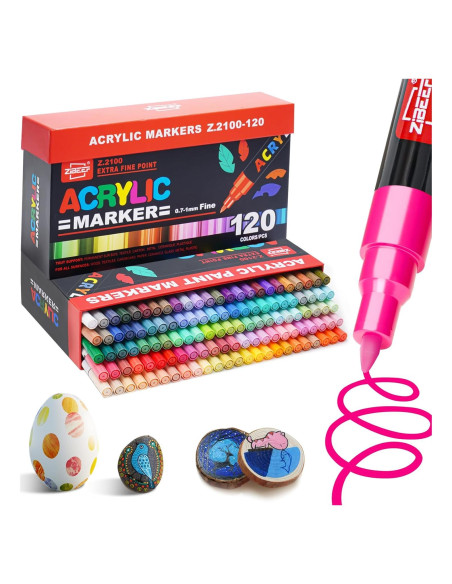 Marcadores de Pintura Acrílica Guangna 120 Colores Punta Fina